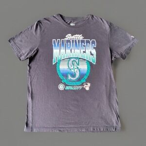 New Era Seattle Mariners Baseball T Shirt Blue Vintage Style Graphic Size XL